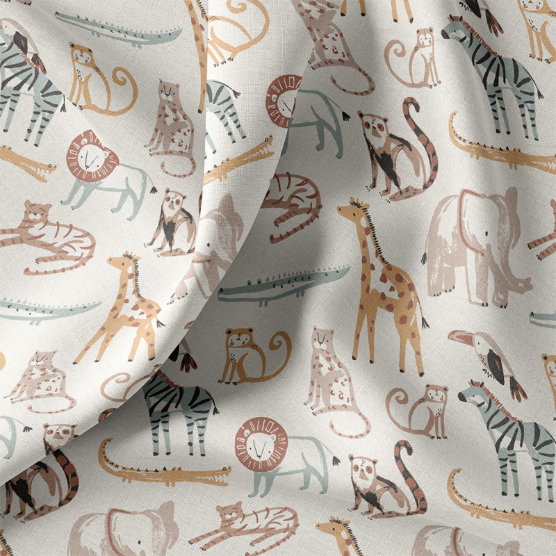 Printed Cotton KASSEM Ecru / Linen